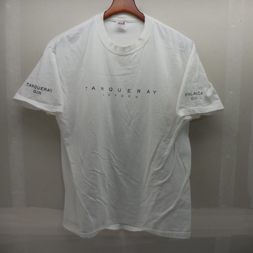 Vintage Tanqueray London Gin T-Shirt Anvil White XL Malacca Gin Promo Tee